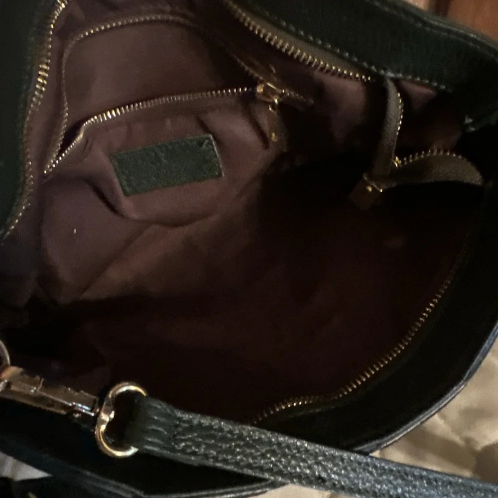 ANNA PAOLA Hunter Green Leather Latice Bag/Crossbody Or Handled